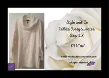 Load image into Gallery viewer, Style and CO White Ivory sweater Size plus 2X.
