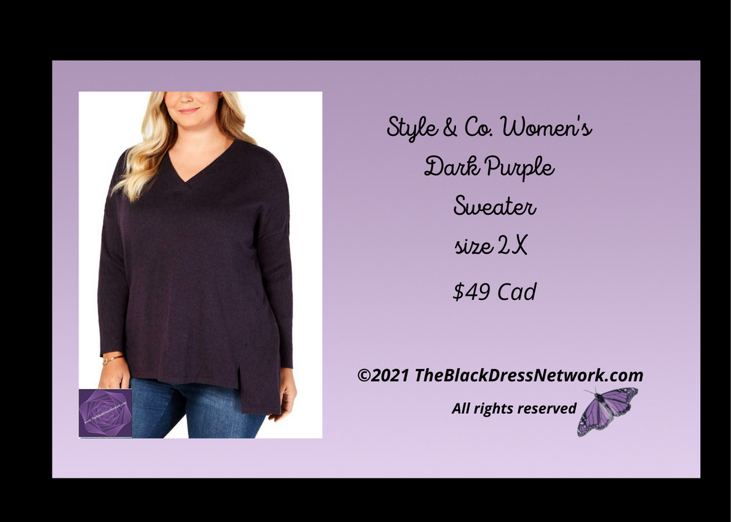 Style & CO Women's Sweaters/Top Dark Purple Plus 2X.