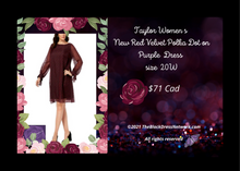 Load image into Gallery viewer, Taylor Women New Red Velvet Polka Dot on Purple Red Shift Dress Plus 20W Unique.
