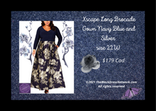 Load image into Gallery viewer, Xscape Long Brocade Gown  Navy Blue and Silver Plus 22W Stunning.
