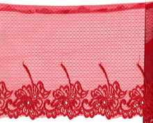 Load image into Gallery viewer, Red Lace Trim Floral  Embroidery Edge 7 Inches Wide.
