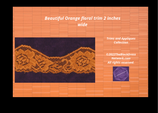 Beautiful Orange Floral Lace Trim 2 inches wide