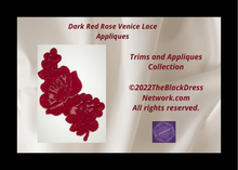 Load image into Gallery viewer, Dark Red Rose Venice Lace Appliques
