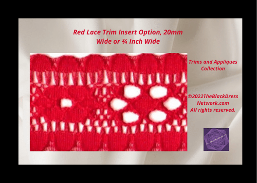 Red Lace Trim Insert Option, 20mm Wide or ¾ Inch Wide Nice