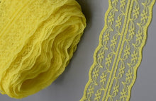 Load image into Gallery viewer, Yellow Lace Trim rigid Insert 45mm wide almost 2 Inches.
