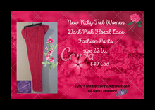 Load image into Gallery viewer, New Vicky Tiel Women Dark Pink Floral Lace Fashion Pants, Plus,22W, Beautiful.
