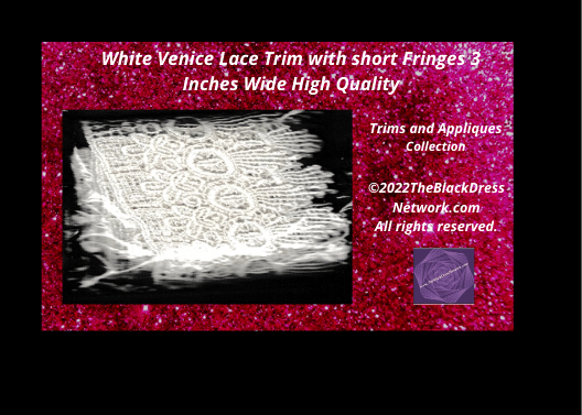 Premium White Venice Lace Trim with short Fringes 3 Inches Wide High Quality