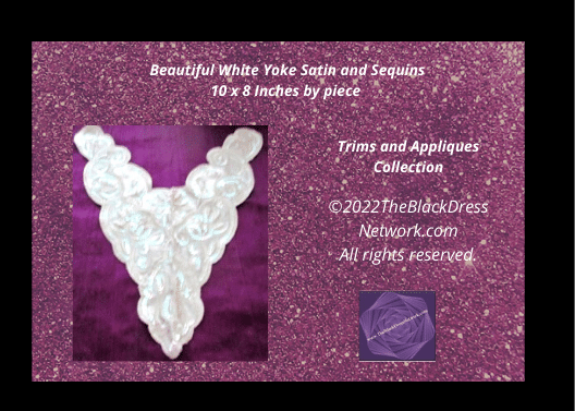 Beautiful White Yoke Satin and Sequins 10 x 8 Inches by piece