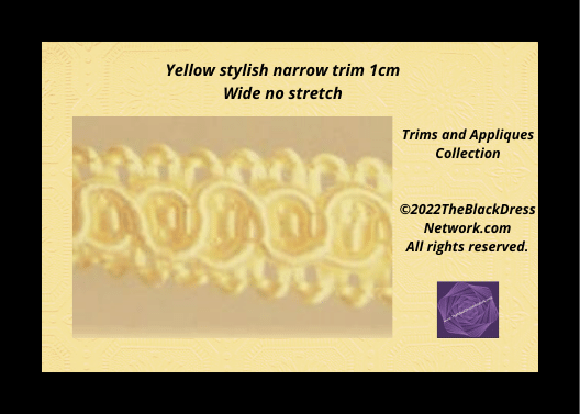 Yellow stylish narrow trim 1cm Wide no stretch